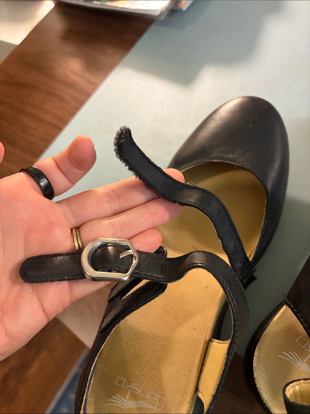 Dansko Black Leather Mary Jane Clog Sandals - Picture 11 of 11